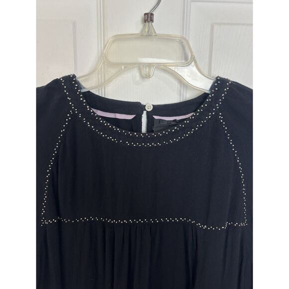 Black Gauzy Beaded Boho Witchy Long Sleeve Top Size Small Whimsigoth Indie - Picture 5 of 8
